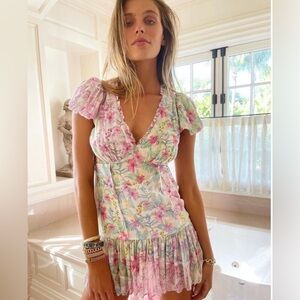 Loveshackfancy Russ mini dress in tropical sunrise size 8
